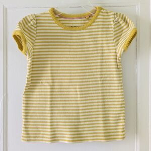 Mini Boden Yellow Striped Pointelle Tee